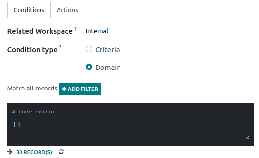 Activating the domain condition type in SotaERP Documents