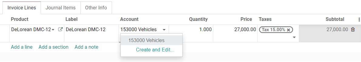 Selection of an Assets Account on a draft bill in SotaERP Accounting