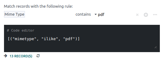 Example of a workflow action's domain condition in SotaERP Documents