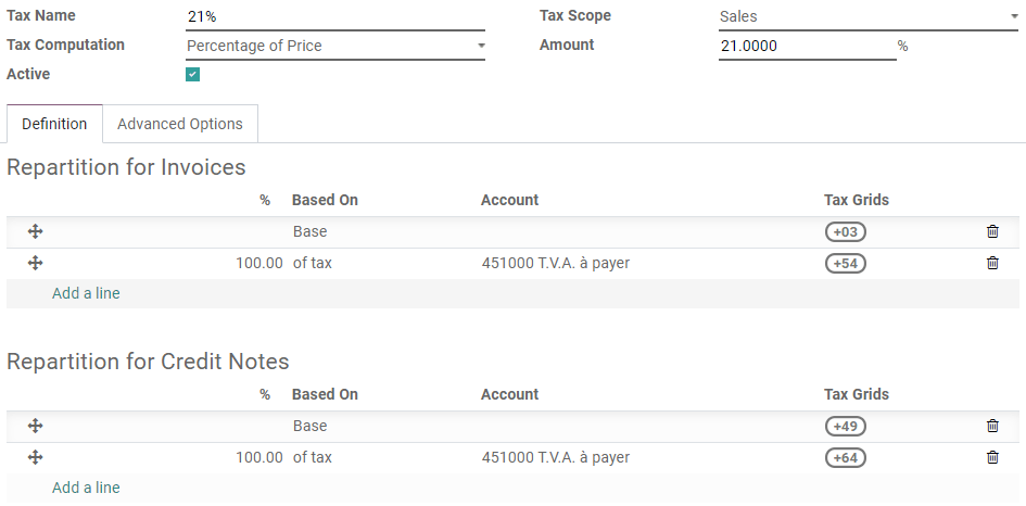 Edition of a tax in SotaERP Accounting