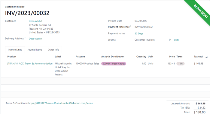 A register payment pop-up window on a customer invoice in SotaERP Sales.