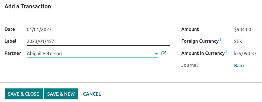 The extra fields related to foreign currencies.