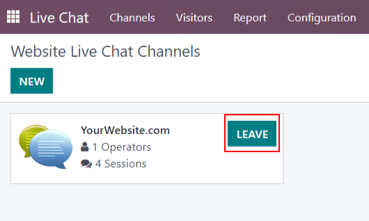 View of a channel form and the option to join a channel for SotaERP Live Chat.