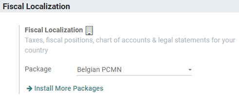 Select your country's fiscal localization package in SotaERP Accounting.