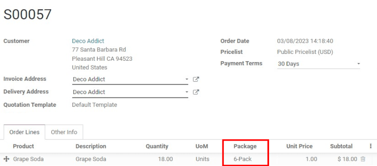 Assign packagings on the Sales Order Line.