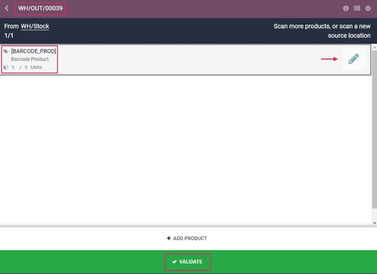 Overview of deliveries in transfer to validate.