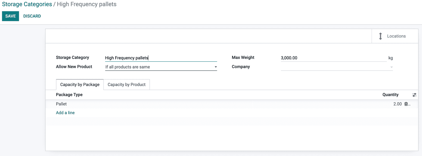 Create Storage Categories inside SotaERP Inventory configuration settings.