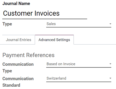 Configure your Journal to display your ISR as payment reference on your invoices in SotaERP