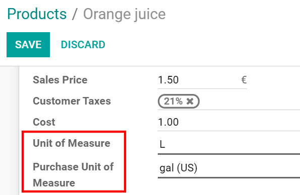 Configure a product's units of measure in SotaERP