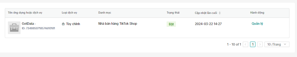 Successfully created app on TikTok Shop API dashboard