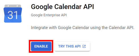 Kích hoạt Google Calendar API.