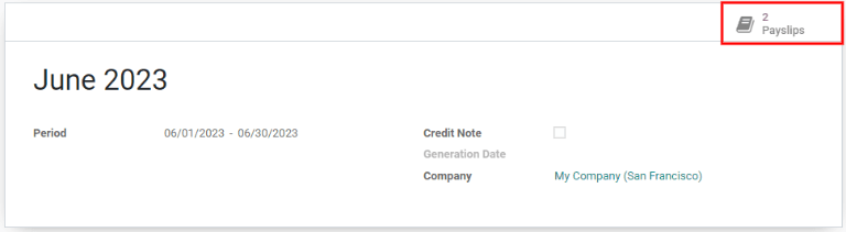Nhấp vào nút thông minh Payslips để xem các phiếu lương cá nhân trong lô.