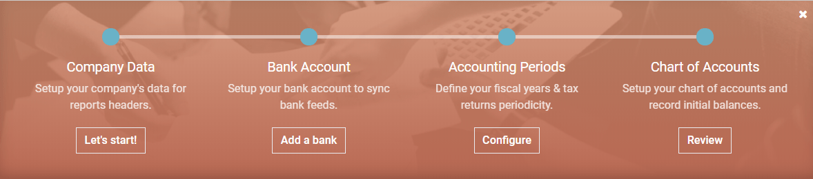 Bước từng bước trên banner hướng dẫn trong SotaERP Accounting