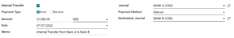 Fill in the information related to your internal transfer