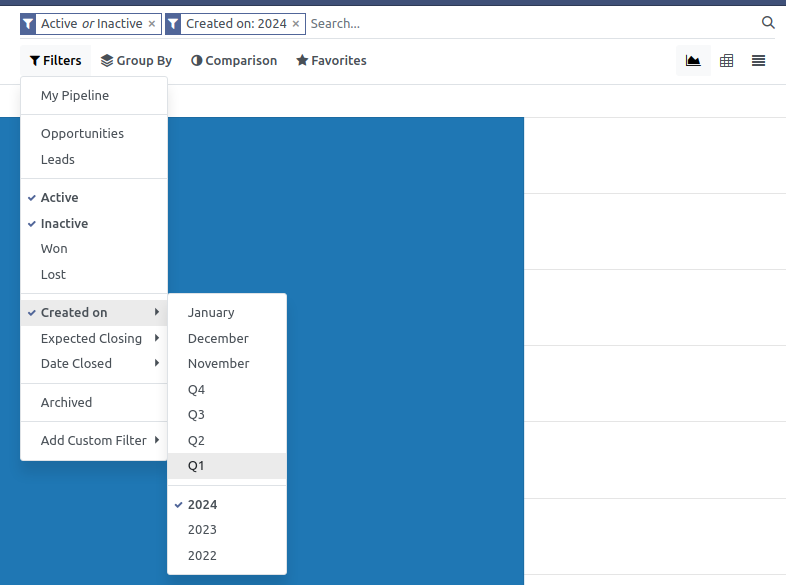 Using preconfigured filters on the Sales Analysis report