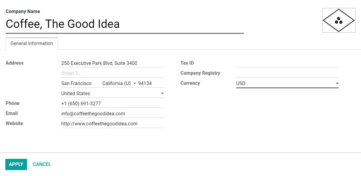 Add your company's details in SotaFMS Accounting and SotaFMS Invoicing