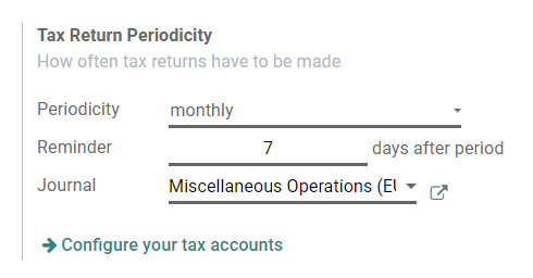 Configure how often tax returns have to be made in SotaFMS Accounting